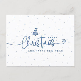 Minimalistischer, moderner Blue & White Weihnachts Feiertagspostkarte