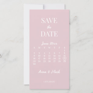 Minimalistischer moderner Champagner-Rosa-Kalender Save The Date