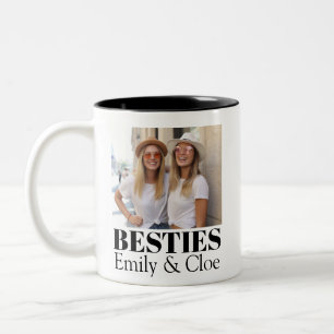 Minimalistischer moderner Chic Best Friends BFF-Fo Zweifarbige Tasse