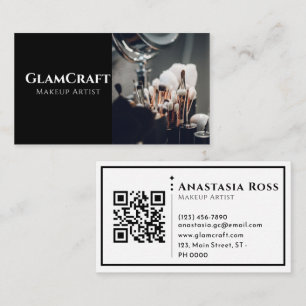 Minimalistischer moderner Chic Bold Black QR Code  Visitenkarte