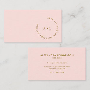 Minimalistischer moderner Chic Pink Gold Kreis Mon Visitenkarte