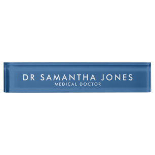 Minimalistischer moderner Doctor Blue Desk Namensplakette