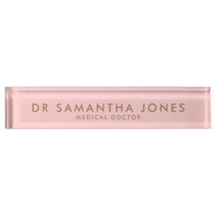 Minimalistischer moderner Doctor Pink Custom Desk Namensplakette