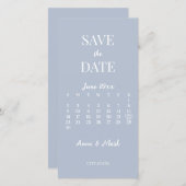 Minimalistischer moderner Dusty Blue Calendar Save The Date (Vorne/Hinten)