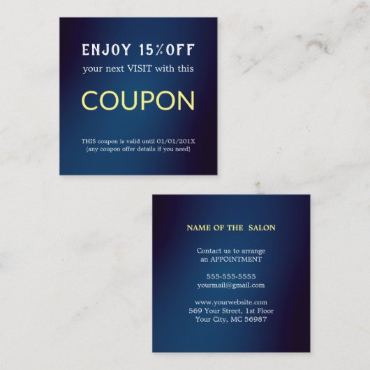 Minimalistischer moderner einfacher Salon Rabattkarte (Vorne/Hinten)