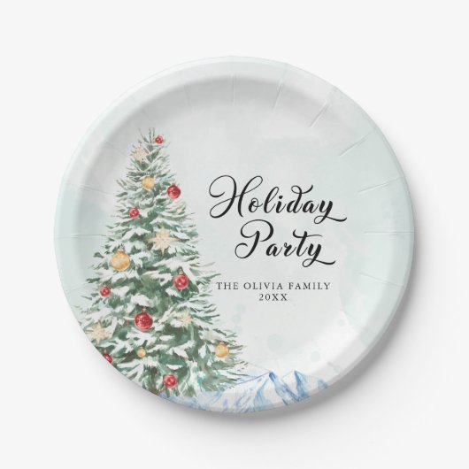 Minimalistischer moderner einfacher Weihnachtsbaum Pappteller (Vorderseite)