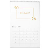 Minimalistischer moderner eleganter Kalender 2026 (Feb 2027)