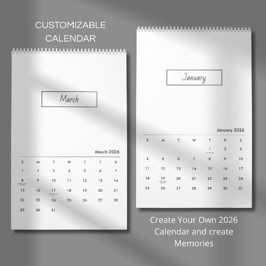 Minimalistischer moderner eleganter Kalender 2026