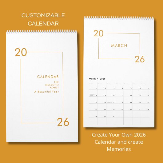 Minimalistischer moderner eleganter Kalender 2026