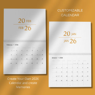 Minimalistischer moderner eleganter Kalender 2026