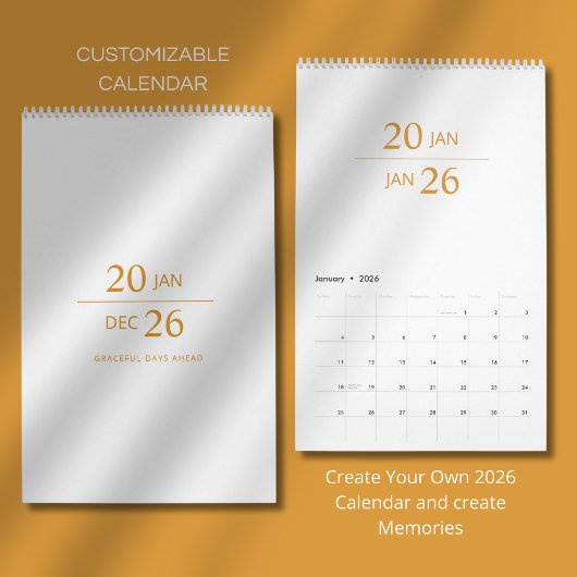 Minimalistischer moderner eleganter Kalender 2026