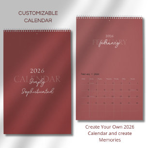 Minimalistischer moderner eleganter Kalender 2026