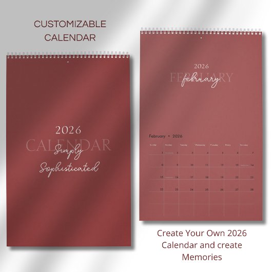 Minimalistischer moderner eleganter Kalender 2026
