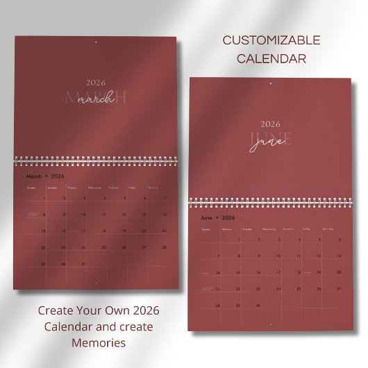 Minimalistischer moderner eleganter Kalender 2026
