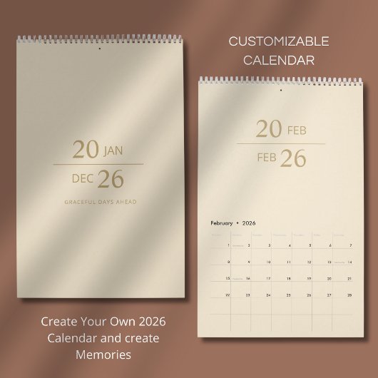Minimalistischer moderner eleganter Kalender 2026