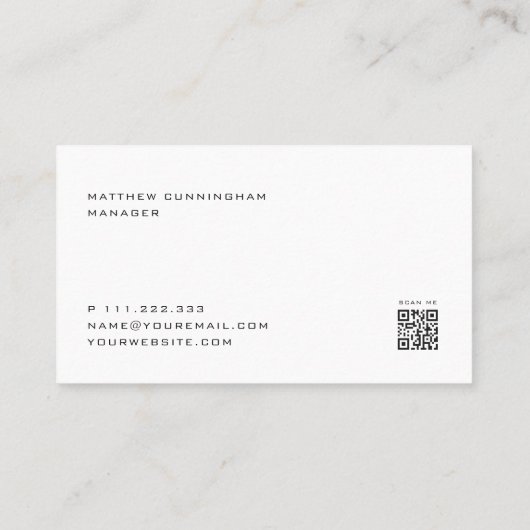 Minimalistischer, moderner, eleganter QR-Code Visitenkarte (Rückseite)