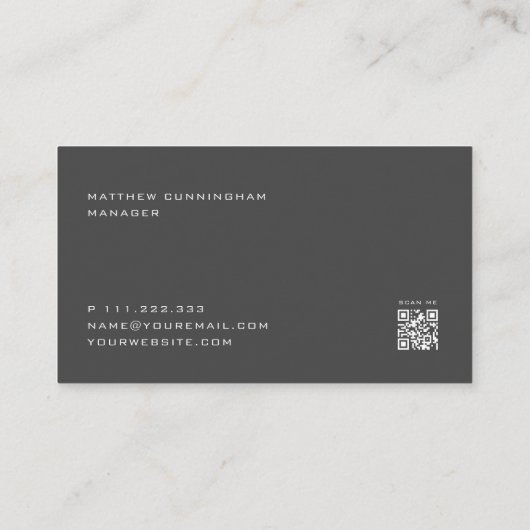 Minimalistischer moderner, eleganter QR-Code Visitenkarte (Rückseite)