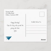 Minimalistischer moderner Flugzeugkompass, Geburts Postkarte (Rückseite)