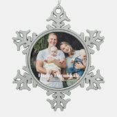 Minimalistischer moderner Foto-Text Hanukkah Schneeflocken Zinn-Ornament (Vorderseite)