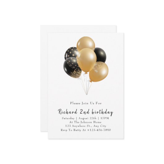 Minimalistischer, moderner Geburtstag Einladung (Vorderseite/Rückseite Beispiel)