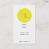 Minimalistischer, moderner Geschäftskartengelber K Visitenkarte (Rückseite)