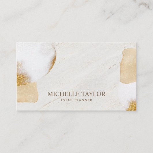Minimalistischer, moderner Goldbus aus weißem Marm Visitenkarte (Vorderseite)