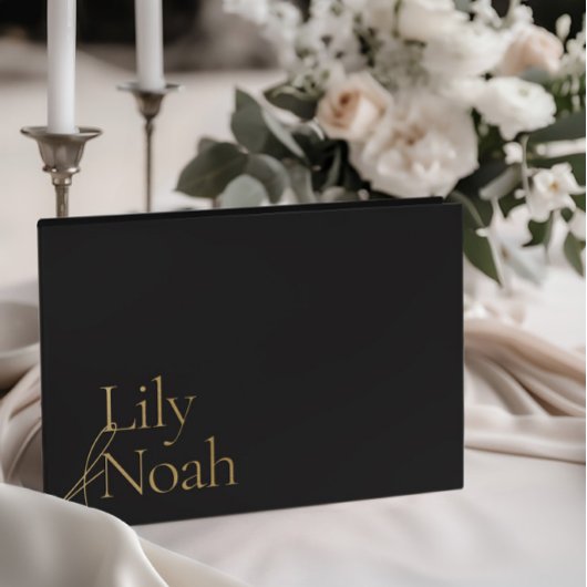 Minimalistischer, moderner Goldfilm und Schwarze H Gästebuch