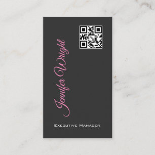 Minimalistischer, moderner, grau schlichter QR-Cod Visitenkarte