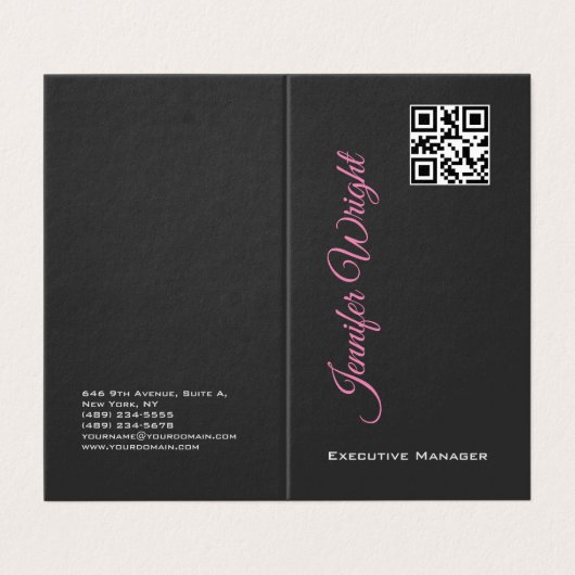 Minimalistischer, moderner, grau schlichter QR-Cod Visitenkarten (Außenseite Aufgefaltet)