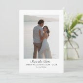 Minimalistischer moderner großer Foto-klassischer Save The Date (Stehend Vorderseite)