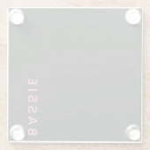 Minimalistischer moderner individuelle Name Glasuntersetzer (Rückseite)
