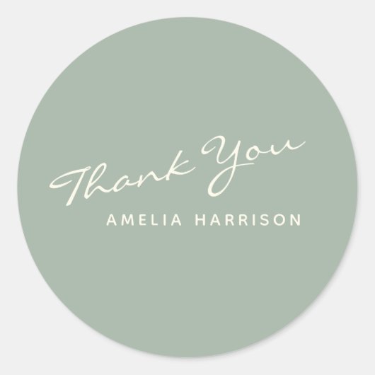 Minimalistischer moderner Kalligraphie Grüner Name Runder Aufkleber (Vorderseite)
