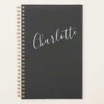 Minimalistischer moderner Kalligraphie Schwarz-wei Planer<br><div class="desc">Minimalistische moderne Kalligrafie Personalisierter Schwarzer Planer</div>