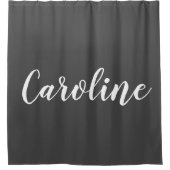 Minimalistischer moderner Kalligraphiename Schwarz Duschvorhang (Vorderseite)