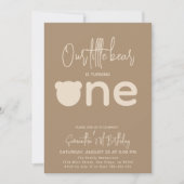 Minimalistischer, moderner kleiner Bär 1. Geburtst Einladung (Vorderseite)