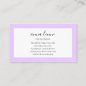Minimalistischer moderner Lavendel Lila weiße Gren Visitenkarte (Rückseite)