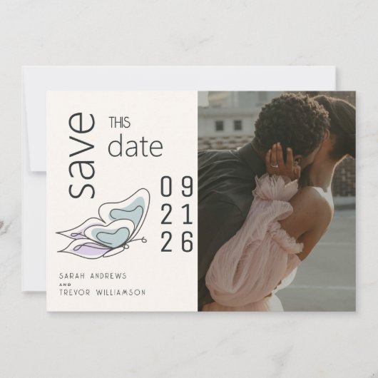 Minimalistischer moderner Lilac- und Dusty-Blauer Einladung (Vorderseite)