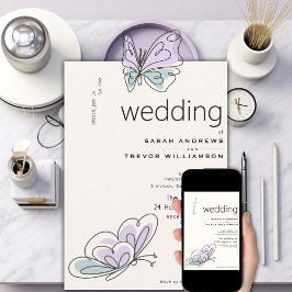 Minimalistischer moderner Lilac- und Dusty-Blauer Einladung