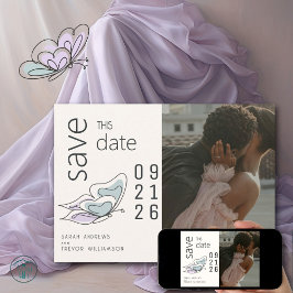 Minimalistischer moderner Lilac- und Dusty-Blauer Einladung