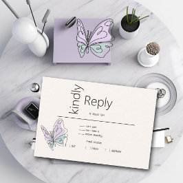 Minimalistischer moderner Lilac- und Dusty-Blauer RSVP Karte