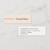 Minimalistischer moderner Linienname Beige Mini Visitenkarte (Vorne/Hinten)