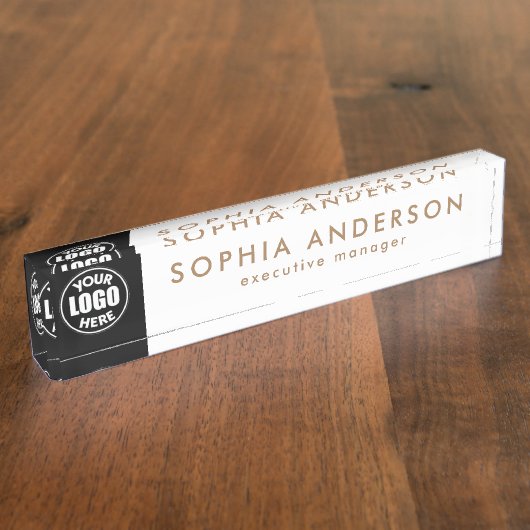 Minimalistischer moderner Logo-Mitarbeiter Namensplakette (Seite)