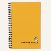 Minimalistischer, moderner Monogram-Gelber Spiral Notizblock (Vorderseite)