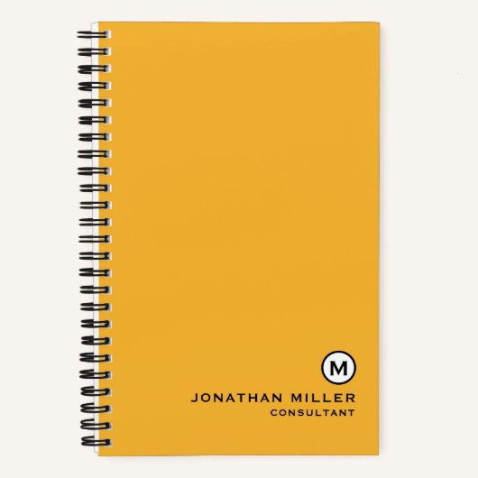 Minimalistischer, moderner Monogram-Gelber Spiral Notizblock (Vorderseite)