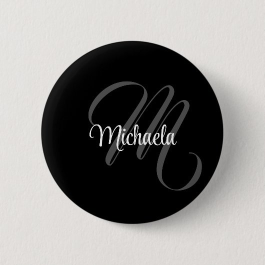 Minimalistischer moderner Monogramm-Anfangsname Button (Vorderseite)
