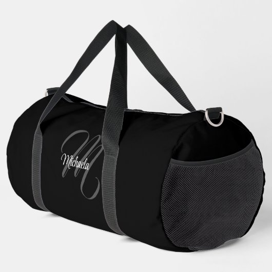 Minimalistischer moderner Monogramm-Anfangsname Duffle Bag (Rechte Ecke)