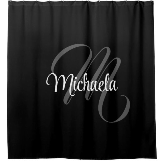 Minimalistischer moderner Monogramm-Anfangsname Duschvorhang (Vorderseite)