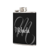 Minimalistischer moderner Monogramm-Anfangsname Flachmann (Links)