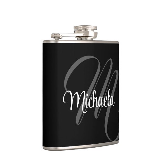 Minimalistischer moderner Monogramm-Anfangsname Flachmann (Rechts)