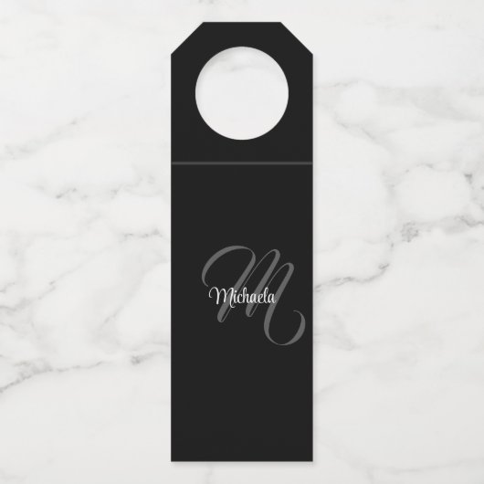 Minimalistischer moderner Monogramm-Anfangsname Flaschenanhänger (Rückseite)